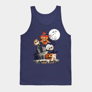 Cute Owls’ Spooky Party _ what we do at Halloween Night _ Ink Illustration Tank Top